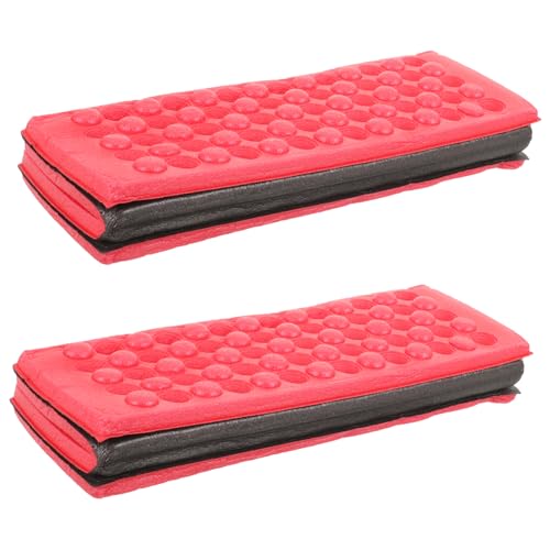 HEMOTON 1 Juego Cojín Portátil Inflable Lona De Picnic Impermeable Colchón De Aire Doble Colchoneta Plegable Alfombra Camping Estera Plegable Alfombra De Playa Xpe Rojo 2 Piezas