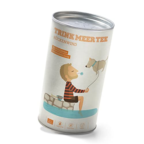 Trink Meer Tee RÜCKENWIND - Bio Früchtetee | Naturbelassener Biotee Beerenmischung | mit Sanddornbeeren, Aroniabeeren und Hibiskusblüten | loser Tee in hübscher Teedose | auch als Geschenk I 170g Cover