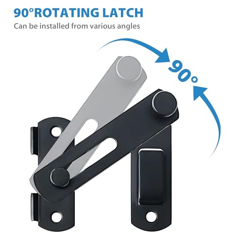 Image of Alise 2Pcs Flip Latch Gate Latches, 4 inch Safety Door Lock for Barn Wood Fence Sliding French Doors,Heavy Duty SUS304 Stainless Steel Gate Hardware Matte Black MS9500B-2P (Pack of 2)