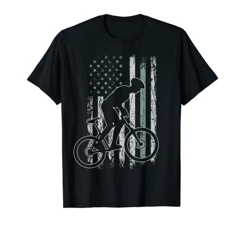 Fahrrad fahren Retro USA Flagge Rennrad 4th of July Fahrrad T-Shirt