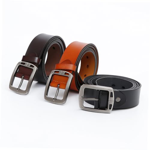 Men Vintage Cowhide Leather Belt with Pin Buckle Retro Cowboy Style for Jeans and Pants Brown4