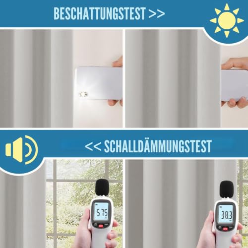 BellaHills 100% Vorhang Blickdicht mit Kräuselband 2er Set H145 x B140 cm Thermovorhang Kälteschutz Kurze Gardinen Verdunkelung… – Ansicht 5