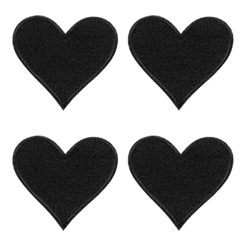 uxcell 4 pièces patchs cœur à repasser 70mm noir
