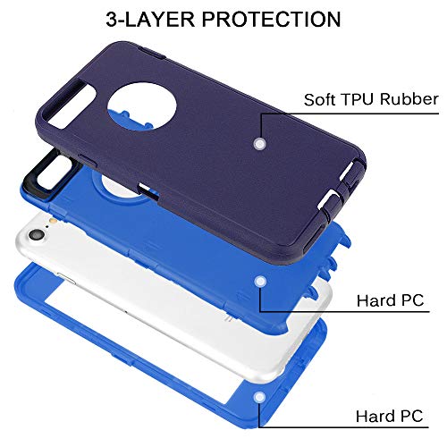 Maxcury Compatible For Iphone 6 Plus & Iphone 6S Plus Case, Heavy Duty Shockproof Series Case For Iphone 6 Plus /6S Plus (5.5") With Built-In Screen Protector (Navy/Blue) #TOP1