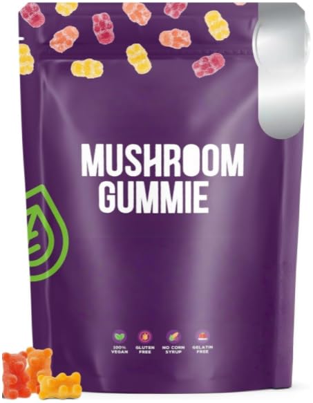 Caramelle gommose ai funghi - Il sistema immunitario, migliora la concentrazione e favorisce il rilassamento - Caramelle gommose ai funghi biologiche e a basso contenuto di carboidrati - Vegane, non O