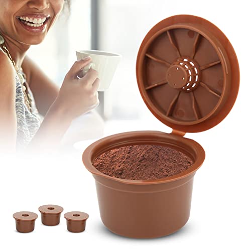 Goshyda Taza de Filtro de Cápsula de café Recargable para Caffitaly, Taza de Filtro de café Marrón Reutilizable con Buena Filtración, 3 Piezas de Accesorios de Máquina de Ecológicos para Uso Doméstico