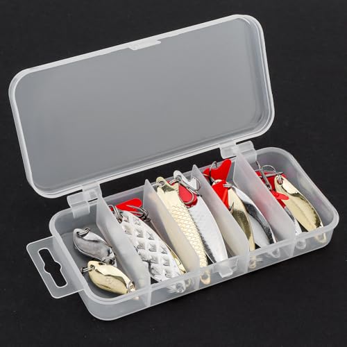 OriGlam 10pcs Metal Fishing Lures Metal Spoon Spinner Baits Hard Baits, Fishing Spoon Spinnerbait Spoons for Saltwater Freshwater Trout Bass Salmon - Image 7