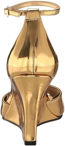 Marc Fisher LTD Women's Camira Wedge Sandal, Gold Mirror Metallic, 6.5 | Image 2