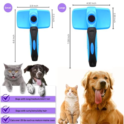 Image of AINA Self-Cleaning Pet Grooming Brush | Pet Slicker Brush for Dogs & Cats Detangling & Fur Removal with Click Clean Button | Effective & Comfortable Pet Deshedding Brush, Perfect for Pet Grooming