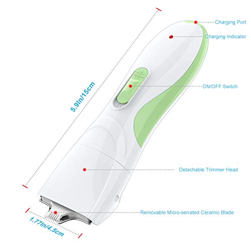 TURN RAISE Professional Dog Grooming Clippers,Washable Dog Shaver Clippers Low Noise Rechargeable Electric Quiet Dog Hair Clipper with Detachable Ceramic Blade for Dogs and Cats,Eyes,Face,Ears,Paw