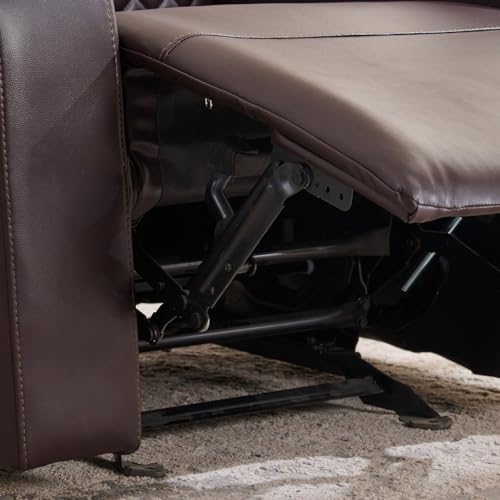 Image of Home Centre | Asher | Faux Leather | Solid Wood | 1 Seater Recliners | Brown | 2 Years Warranty