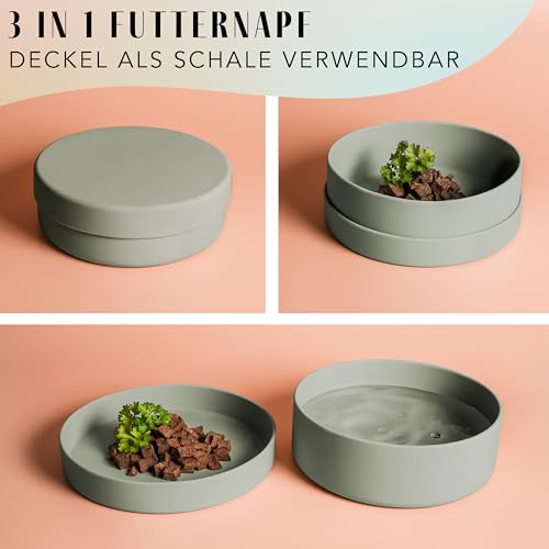 ne&no® Silikon Hundenapf 1200 ml mit Deckel für kleine und mittelgroße Hunde | im Kühlschrank luftdicht verschlossen | Futternapf Hund rutschfest | Fressnapf Hund Set