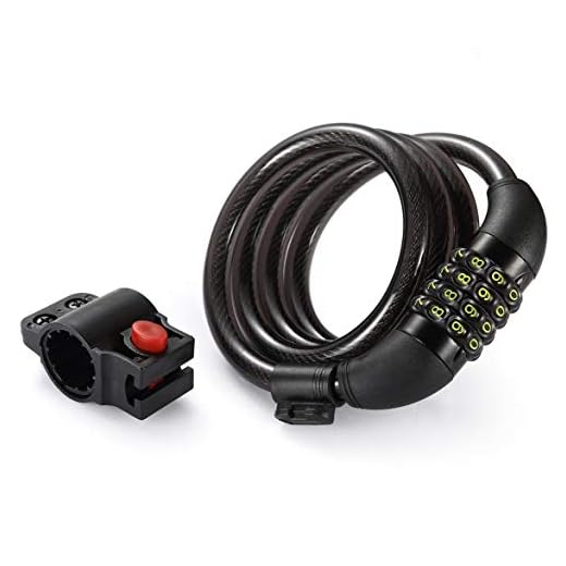 Titanker Bike Lock Cable, 4-Feet Bike Cable Basic Self Coiling Resettable Combination Cable Bike Locks with Complimentary Mounting Bracket, 4 Feet x 1/2 Inch