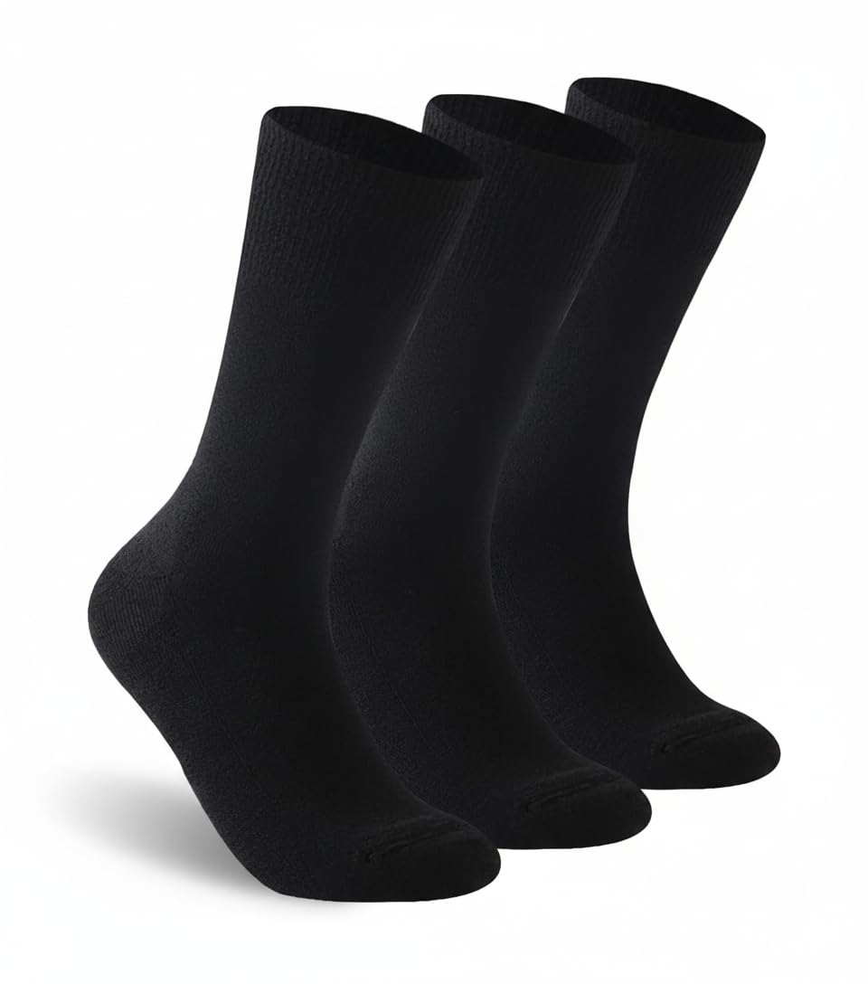 GREY LOOK Flexi Diabetic Socks – 100% Cotton, Non-Elastic Seamless Comfort Socks for Sensitive Feet, Black, Multipack Options for Men & Women (6, Men)