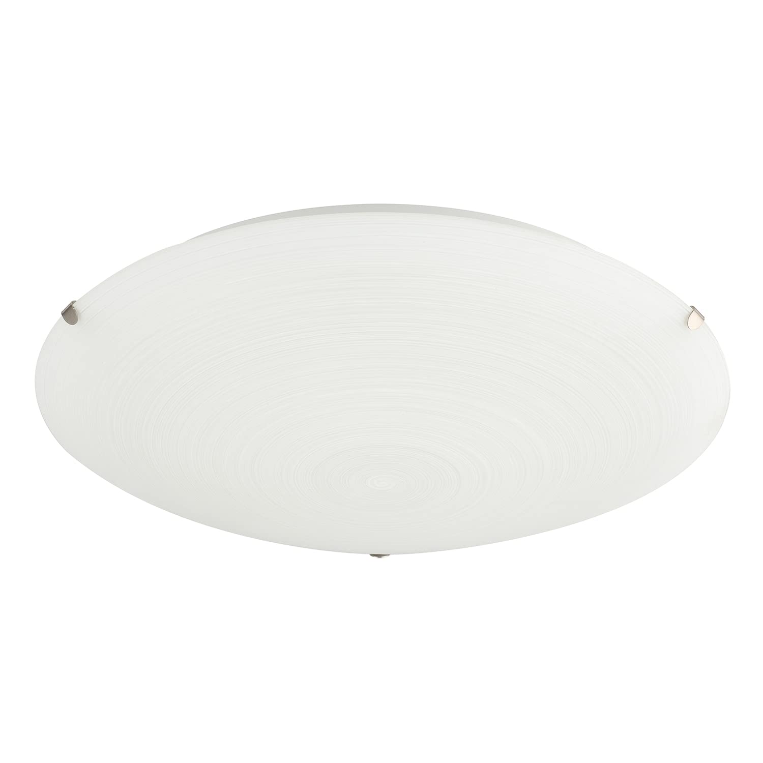 Happy Homewares Frosted White Flush 30Cm Glass Ceiling Light Fitting With Soft Swirl Decoration from B&Q