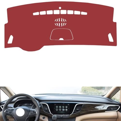 Leather Dash Board Cover mat Compatible with Buick GL8 ES 28T（NO HUD） 2017-2018，Anti-Slip,Sun Protection Dashboard Cover-red