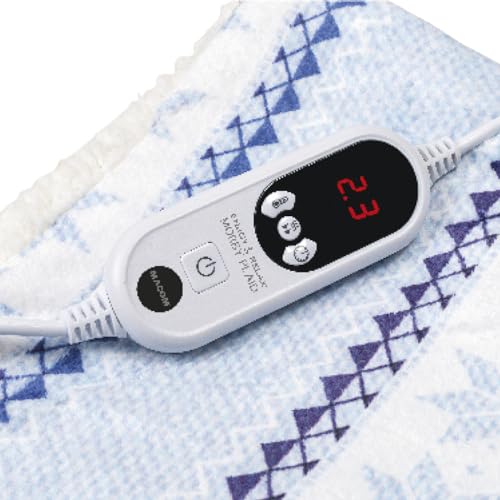 MACOM Enjoy & Relax 943 MORBY PLAID riscaldabile con comoda tasca per i piedi, morbido tessuto, 180 x 120 basso consumo, riscaldamento ultrarapido, 9 temperature, timer, lavabile a mano e in lavatrice - 3