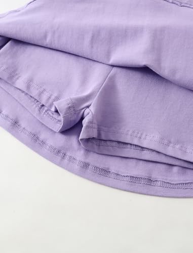 2 Pack Girls Skirts Elastic Flared Plain Tennis Skater Skirts with Built-in Shorts Kids Active Flowy Skorts4