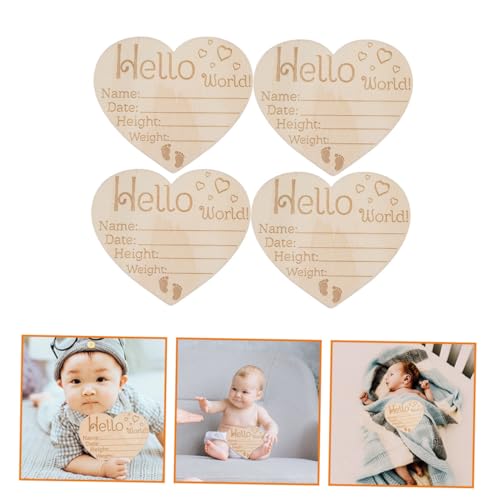 Alipis Unique Wooden Newborn Milestone Sign Heart Shape Baby Name Announcement Baby Shower Decor - Image 3