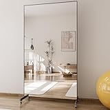 Fitcleer Extra Large Full Body Floor Mirror with 360° Lockable Wheels...