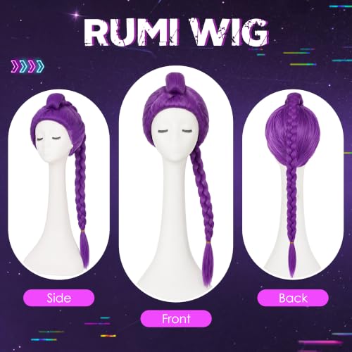 Image of S-noilite Rumi Wig Purple Braid Ponytail Wigs for Women Halloween Cosplay