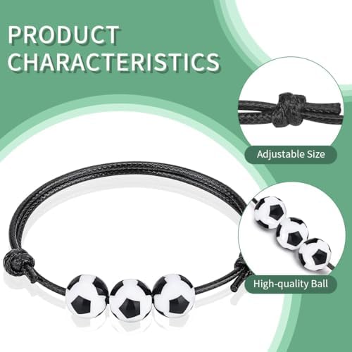 Lot 12 Bracelets Football Enfant – Cordon Tressé Réglable, Perles Inspirées, Multicolores, Cadeau Sportif