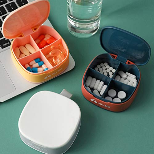 Toyvian Mini organizador de comprimidos, 4 compartimentos, caixa de remédios para viagem, caixa de c
