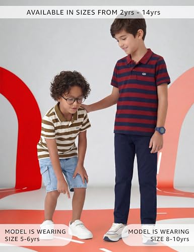 Image of Amazon Brand - Symbol Boys Cotton Rich Striped Polo Tshirt | Collar Tshirts | Half Sleeves | Regular Fit