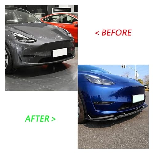 Labio del parachoques delantero para Tesla Model Y, kit deportivo de 3 piezas 2