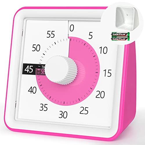 Visual Timer With Protective Case, 60-Minute Countdown Timer For Kids Autism Adhd Classroom Home Office, Countdown Clock For Teaching Work Meeting, Pomodoro Timer For Time Management Education, Pink #TOP21