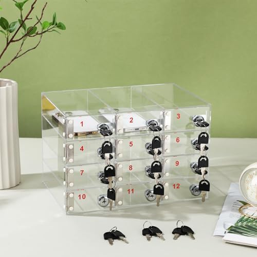 Clear Cell Phone Locker Box with Door Locks – 15 Slot Acrylic Storage Cabinet for Classroom, School, Office, Factory Employees – Secure & Organized Cell Phone Storage Solution