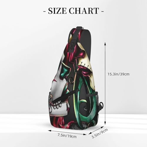 Halloween Sugar Skull Red And Green Hair Art Portable And Large Capacity Men'S Casual Cross Chest Bag3