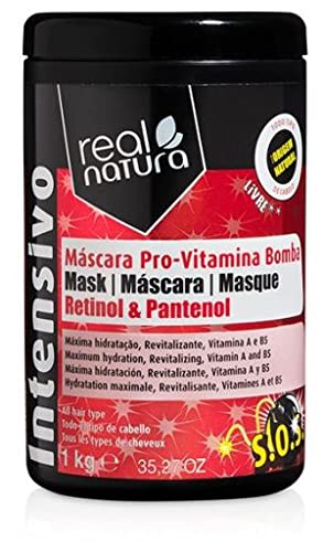 Real Natura - Mascarilla Capilar sin Sal Bomba Vitamina - Hidrata Intensamente - Con Vitamina A y B5 - Para Cabello Opaco y Desvitalizado - 1 kg