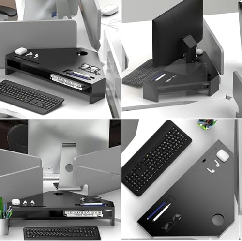 Support d'écran double couche avec 2 emplacements de rangement pour optimiser votre coin bureau - 3