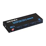 4x4 HDMI 4K Matrix Switch 4 Eingang 4 Ausgang mit Fernbedienung Unterstützt Ultra HD 4Kx2K60Hz YUV4:4:4, HDR10, Dolby Vision, HDMI 2.0, HDCP 2.2, 3D, 18GBPS