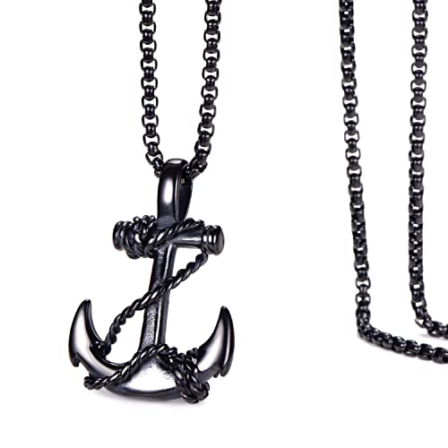 Anchor Necklace for Men Stainless Steel Navy Anchor Pendant with 24 Inch Chain2