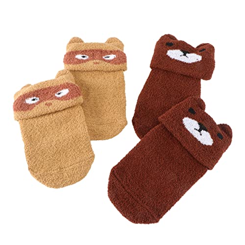 BESTYASH Practical Infant Floor Socks 2 Pairs Baby Socks Anti-slip Pattern Warm for Spring Autumn Easy to Wear