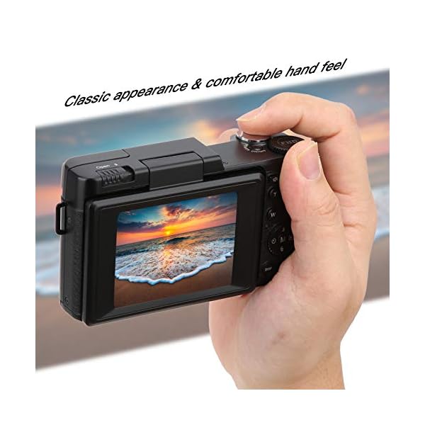 SALUTUYA DSLR-Kameras, 3In 48MP Pixel Kameras für Fotografie und Video mit 180 ° Flip-Screen 128 GB Erweiterung 800 MAh… – Bild 5