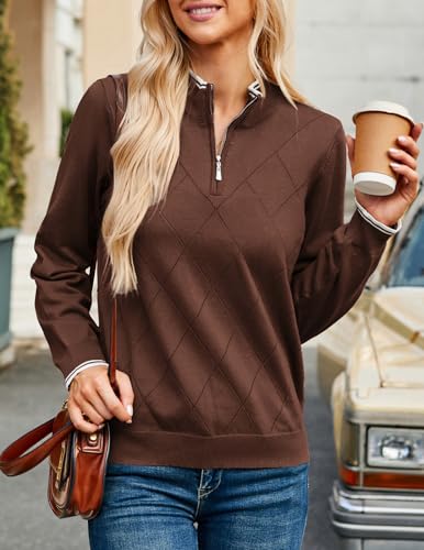 Image of JACK SMITH Quarter Zip Pullover Sweaters for Womens, Rib Polo Sweater Tops