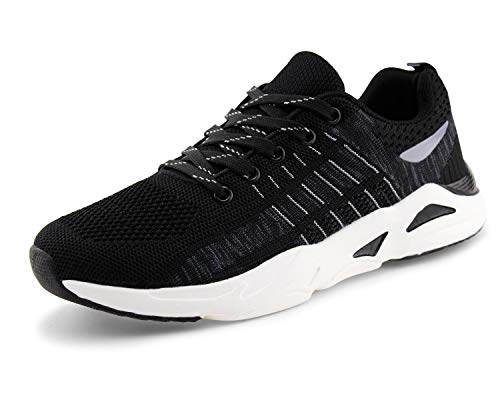 JABASIC Women Breathable Knit Running Sneakers Casual Tennis Shoes Lightweight Sport Shoes (5,Black)