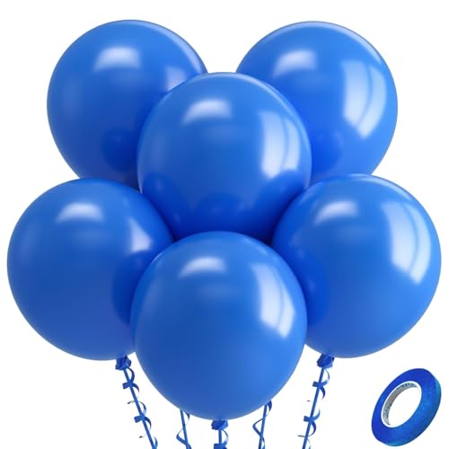 Image of Bezente Royal Blue Latex Party Balloons - 30 Pack 18 inch Round Helium Matte Dark Blue Balloons for Graduation Men Birthday Gender Reveal Wedding Under The Sea Ocean Theme Boho Party Decorations