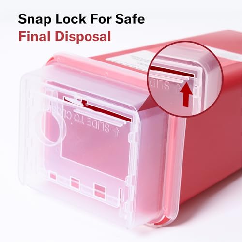 Image of Alcedo Sharps Container for Home Use 2 Quart (3-Pack) | Biohazard Needle and Syringe Disposal | Small Portable Container for Travel and Professional Use