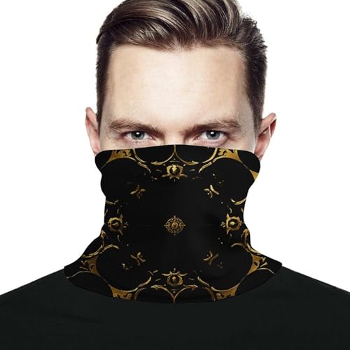 Black And Gold Background Face Mask Sun Dust Protection Neck Gaiter Scarf Face Covering Headwear Bandana for Men Women