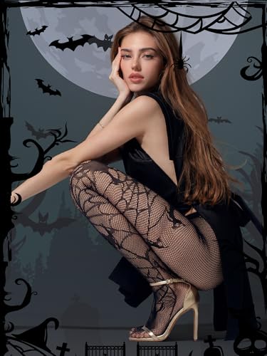 Image of Bencailor 3 Pairs Halloween Women Fishnet Stocking Tight Legging Black Stockings Small Hole Pattern High Pantyhose Waist Lace