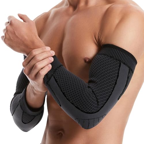 Encuryna 2 coderas para hombres y mujeres, coderas para deportes, codo de golfista y codo de tenis, vendaje para codo de tenista izquierda/derecha para artritis, dolor en las articulaciones, M