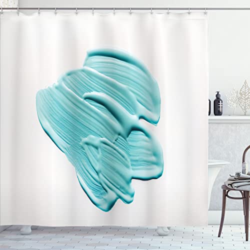 Lunarable Aqua Shower Curtain, A Pinch of Color Paint Stain