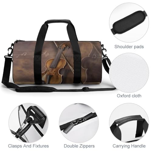 Duffel bag violon vintage sac de voyage 45cm multi-usage pour randonnée et gym