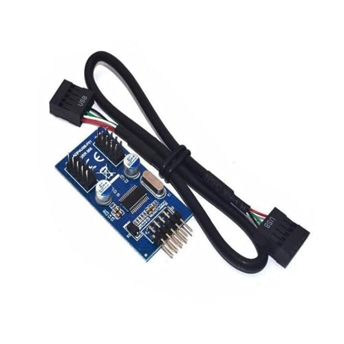 9pin USB Header 1 to 2 Extension Card USB 2.0 Splitter Cable Connector for Motherboard