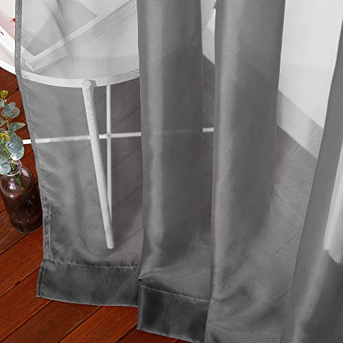 Image of NICETOWN Sheer Voile Window Curtains - Elegant Soft Sheer Window Treatment Home Decorations for Nursery /Bedroom /Office (54 inch W x 72 inch L, Dark Grey, 2 Panels)