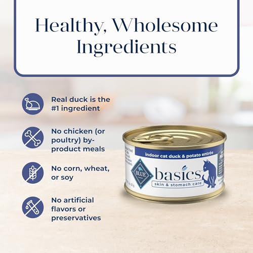 Blue Buffalo 800374 Basics Grain-Free Wet Cat Food, Skin & Stomach Care, Limited Ingredient Diet For Indoor Cats, Duck & Potato Entrée thumb #3